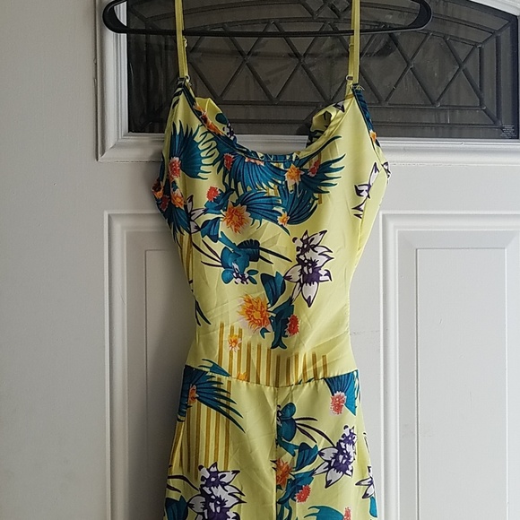 Pants - Floral Print Jumpsuit